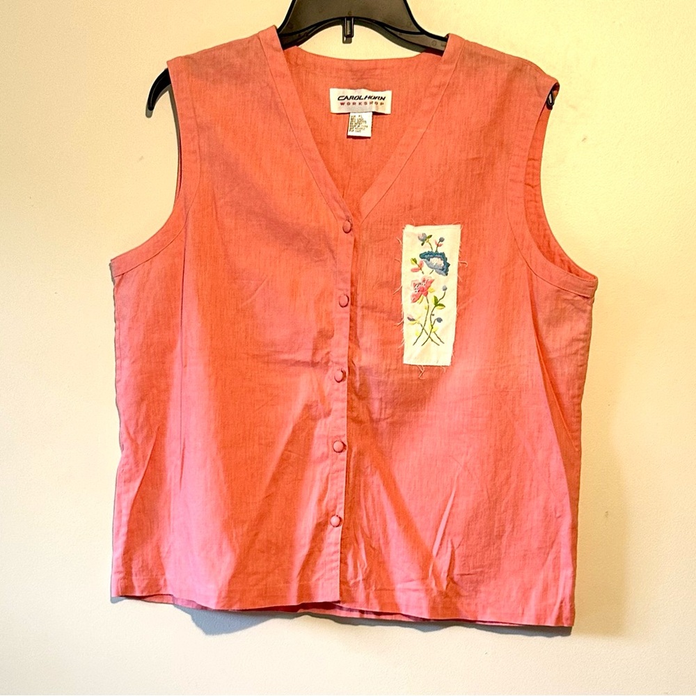 Sz XL Carol Horn 100% Linen Sleeveless Blouse